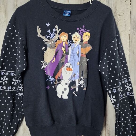 Disney Frozen Graphic Light Up Long Sleeve Pullover Sweater Black Size Small - Picture 11 of 11